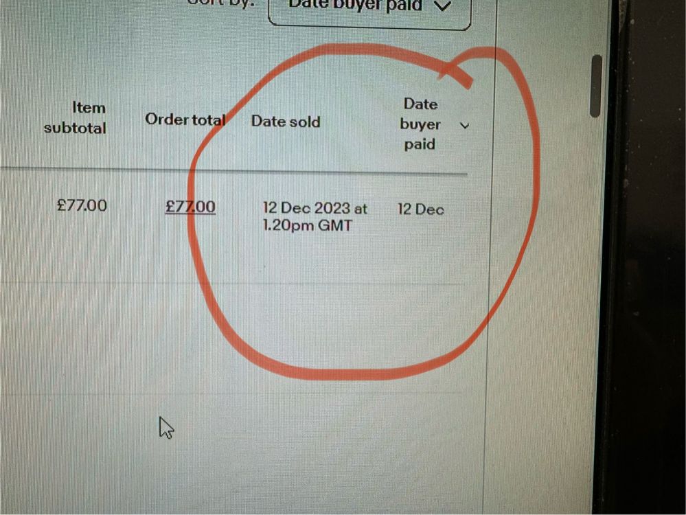 Buyers purchased date and time