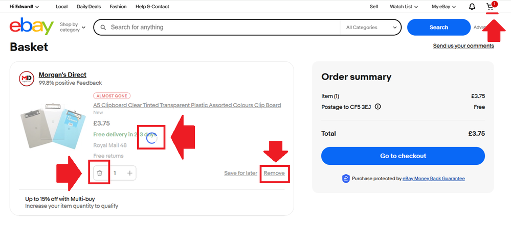 Ebay Cart cannot remove item.png