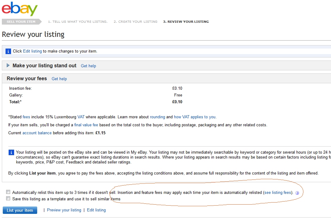 how to stop auto relisting on ebay uk
