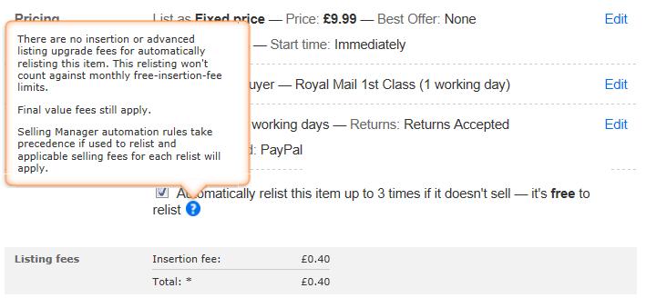 how to stop auto relisting on ebay uk