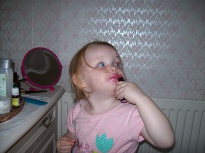 Grace with lipstick with lipstick.JPG